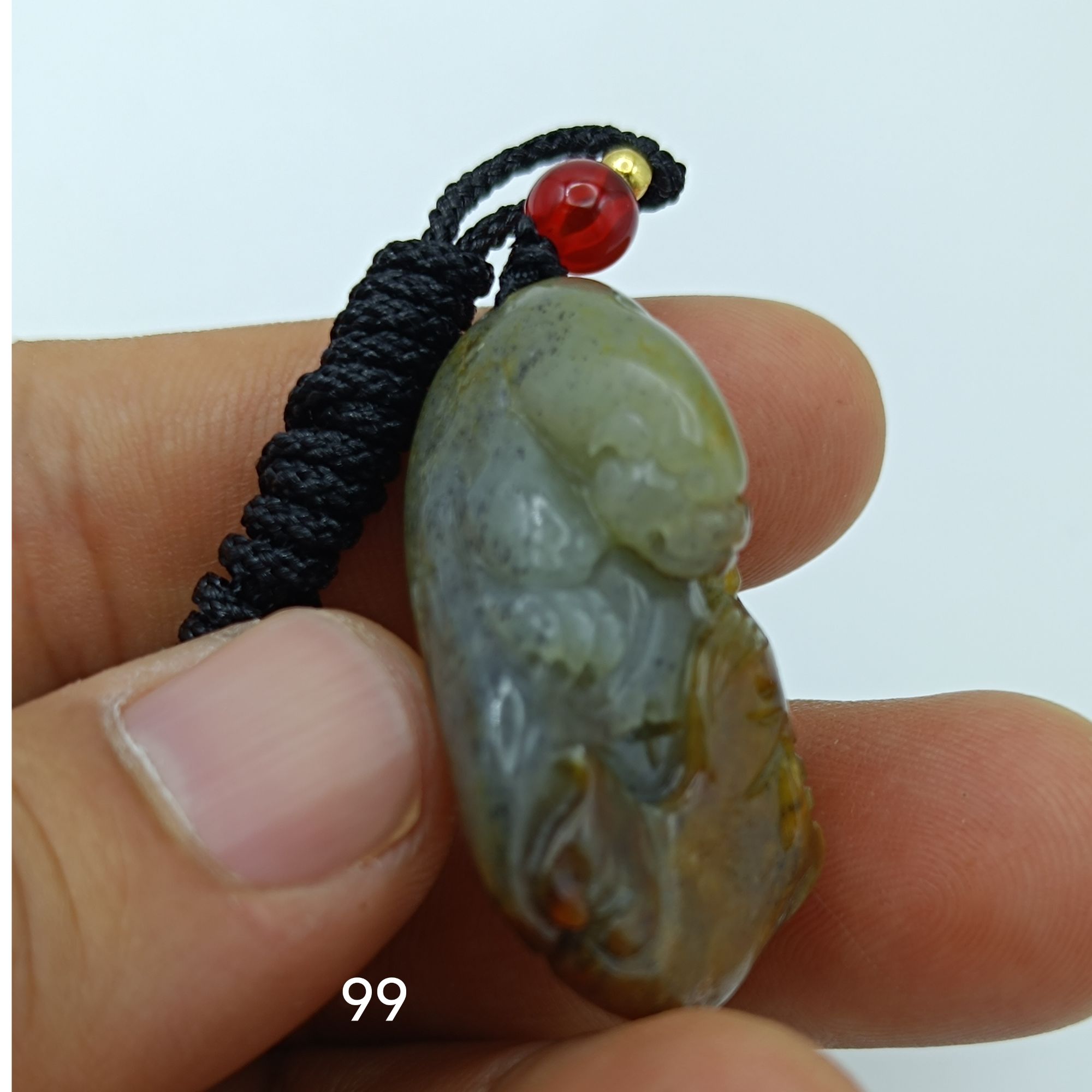 和田玉新疆料带皮带沁青花籽 料貔貅挂坠11015