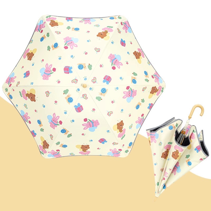 加大版圆角防戳反光条晴雨两用儿童雨伞学生长柄晴雨伞花仙子蜜蜂