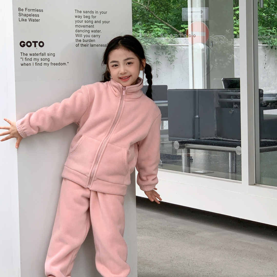 冬季奥利绒加绒加厚款外穿亲子套装校服神器女童大男童青少年宝宝