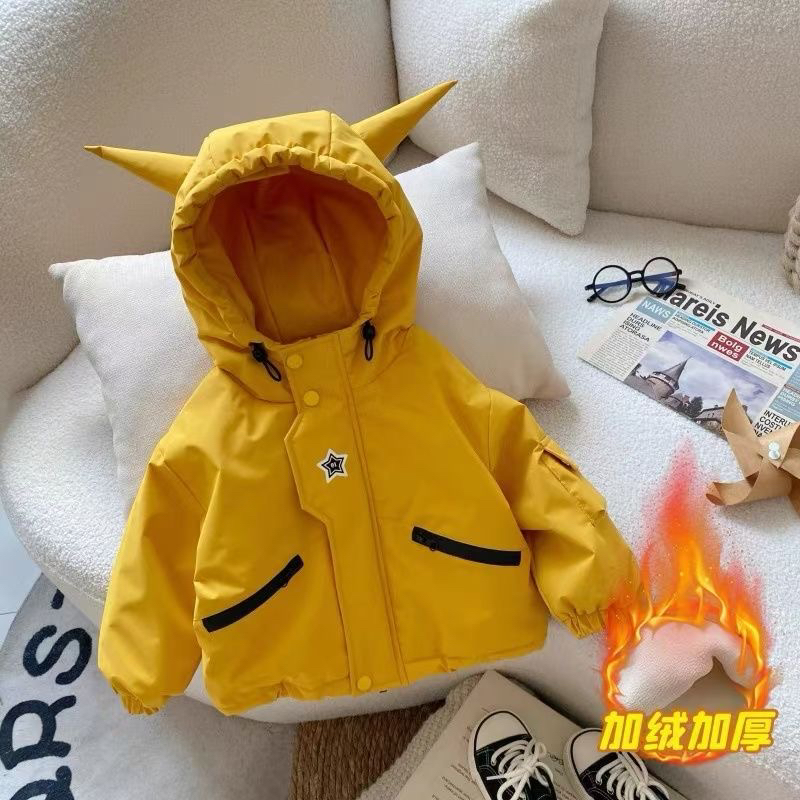 宝宝棉衣冬季韩版男童冬装加绒加厚棉袄上衣儿童卡通棉服男孩上衣