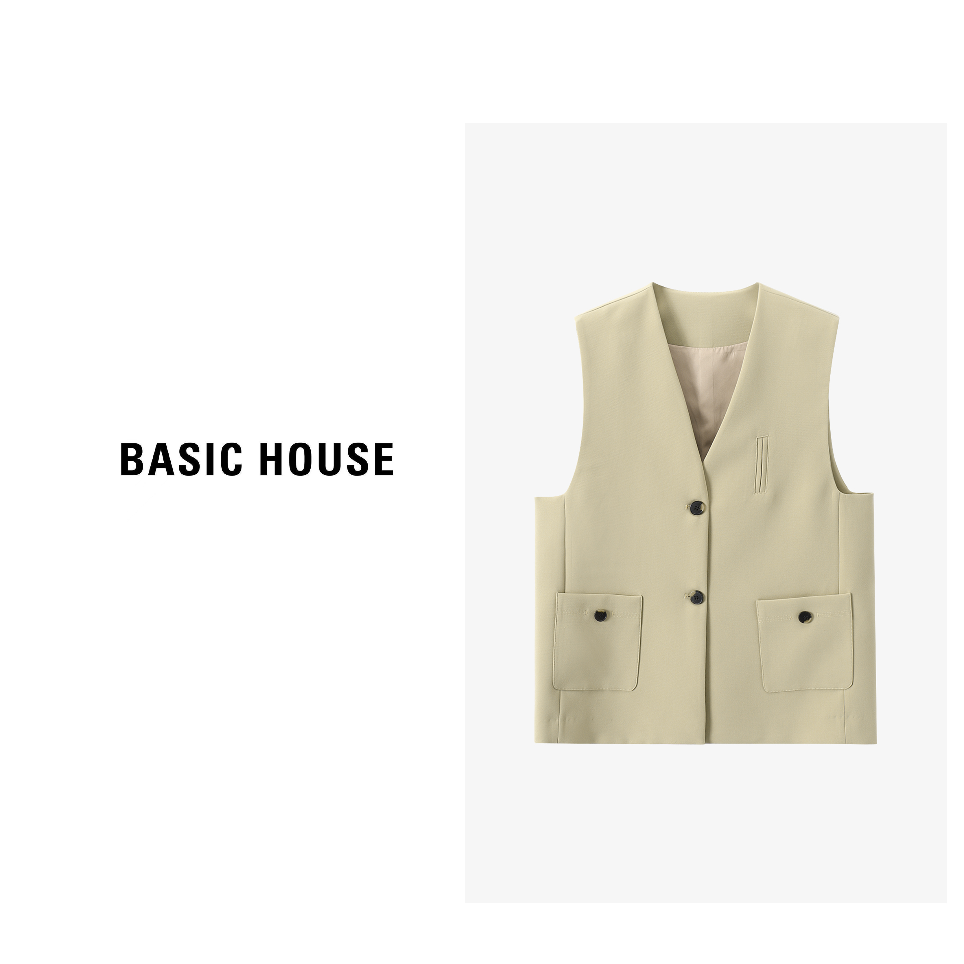 Basic House/百家好2023新款气质挺阔马甲通勤风背心-B0633B5U302