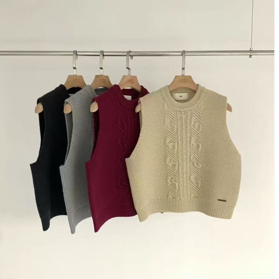 韩国东大门代购egg2024秋新四色简约百搭无袖针织背心马甲