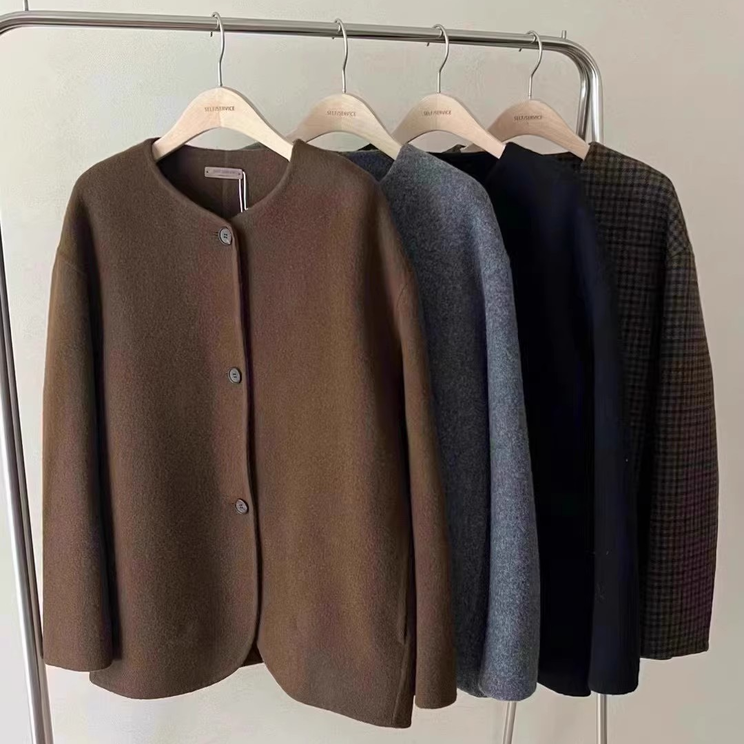 现货 self service 韩国东大门代购2024秋新款 通勤无领时尚外套