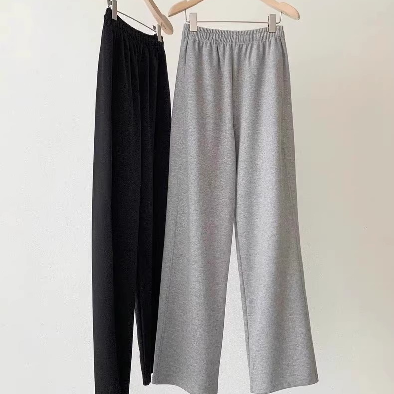 现货 ounce 韩国东大门代购2024秋冬新款 松紧腰两色休闲卫裤