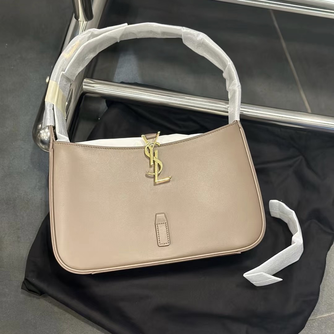 95新 YSL/圣罗兰 YSL LE5A7 奶茶金hobo 腋下包