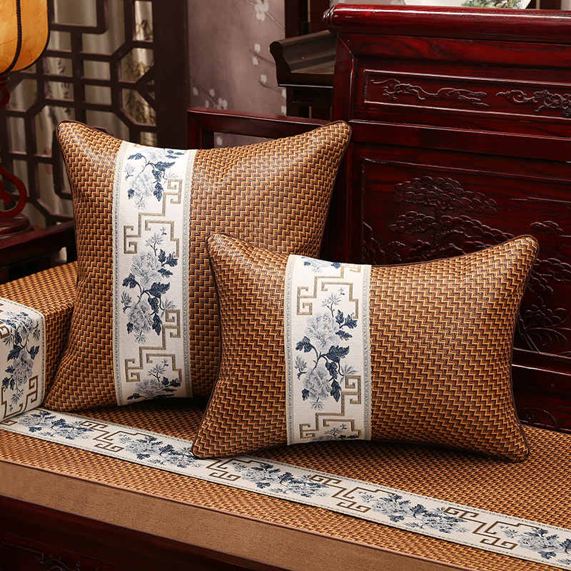 夏季中式红木沙发坐垫官帽椅藤席沙发垫夏天凉席餐椅透气冰丝椅垫