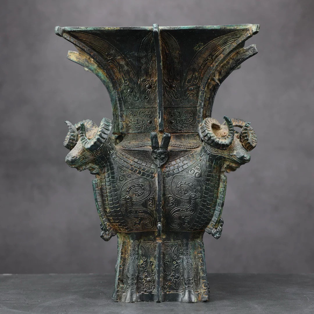 四羊方尊 仿古做旧青铜器 桌面摆件 家居工艺品中式复古手工