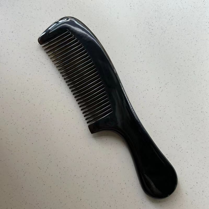 黑水牛角梳子光柄大号发梳防静电牛角梳子正宗黑色防脱家用羊角梳