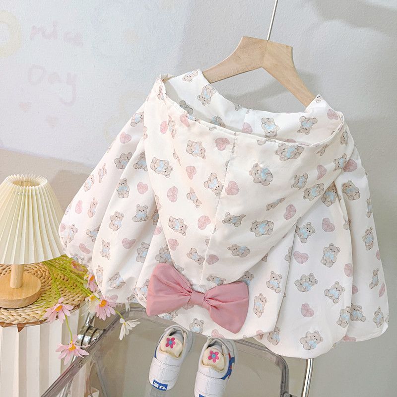 女童秋装外套2025新款韩版洋气小童宝宝蝴蝶结宽松拉链上衣外套