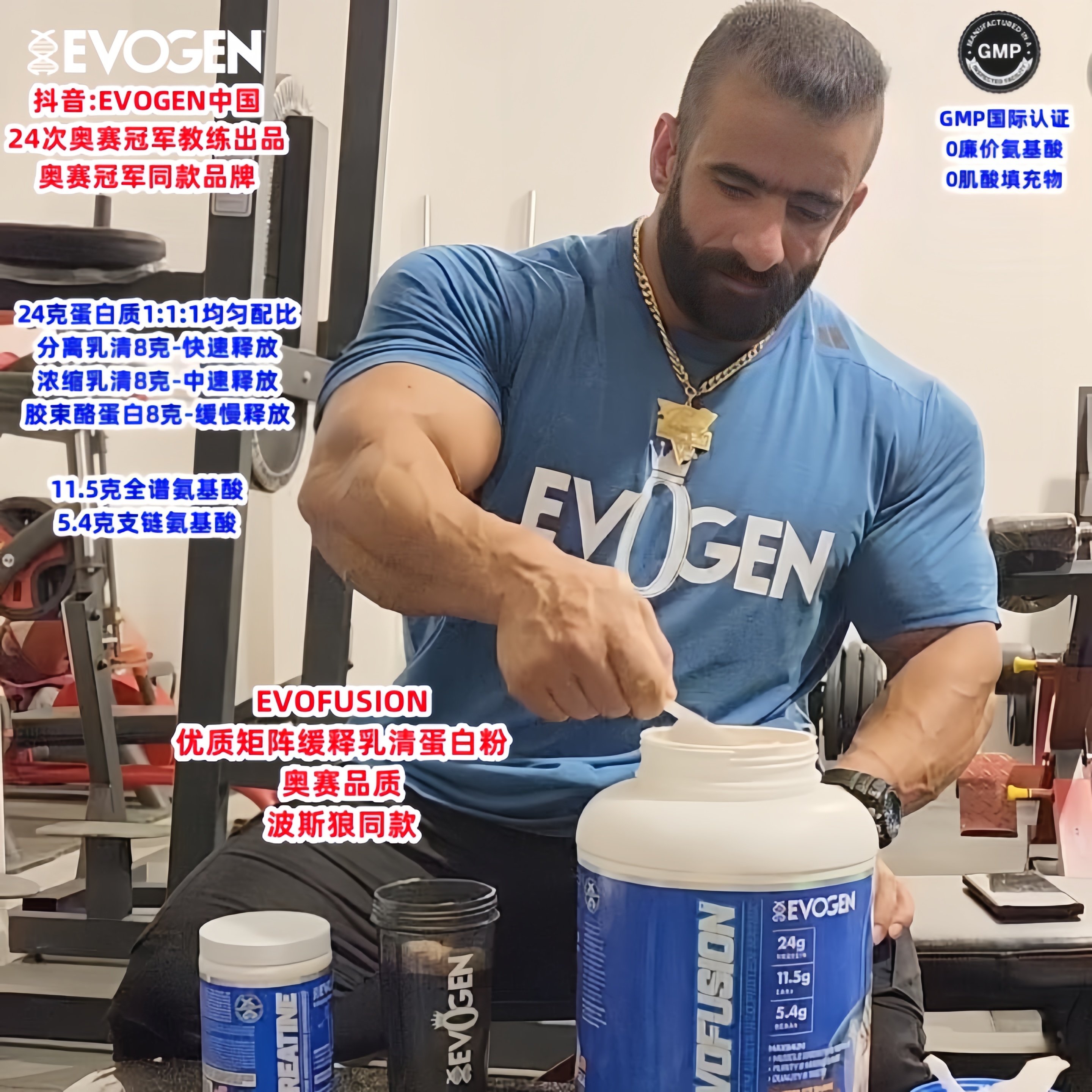 EvogenEVOFUSION奥赛品质乳清蛋白粉矩阵缓释酪蛋白分离浓缩增肌