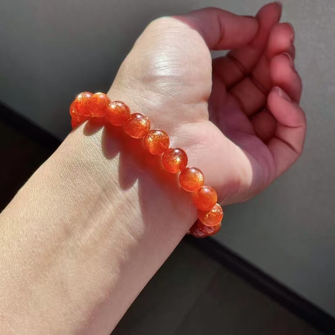 精品天然日光石金太阳石手链9.2重21.7猫眼效应强够闪120182单圈