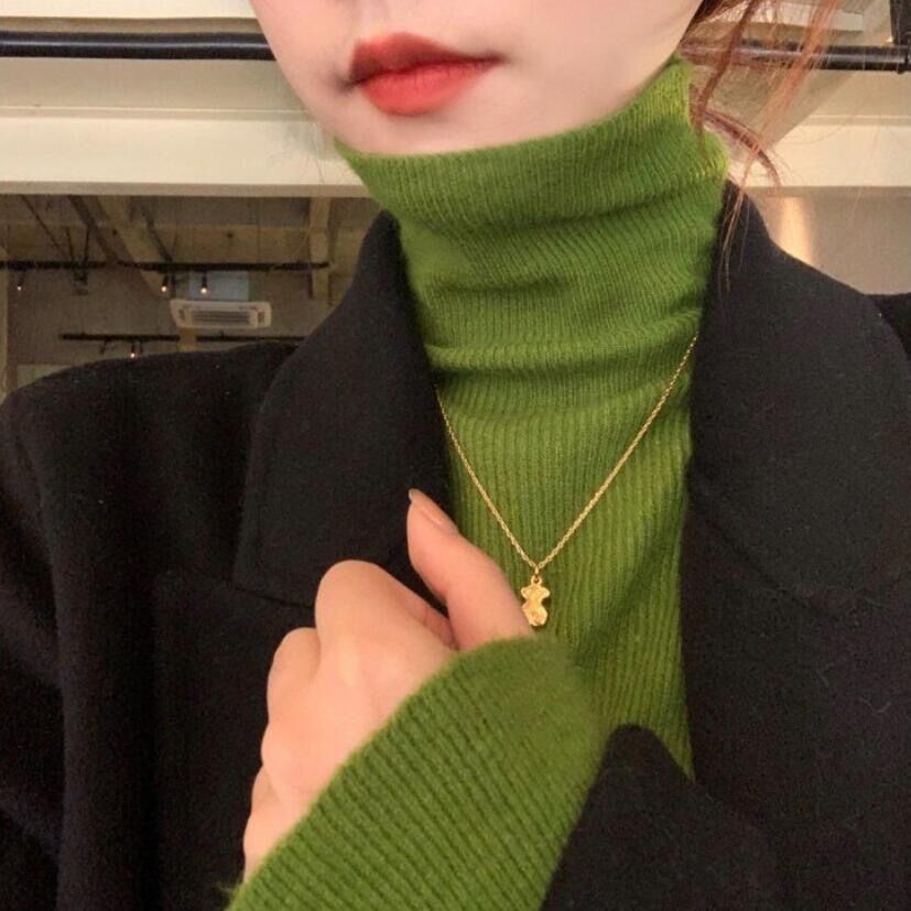 堆堆领神仙色系内搭纯色打底针织衫女秋冬高弹不卡脖子毛衣女上衣