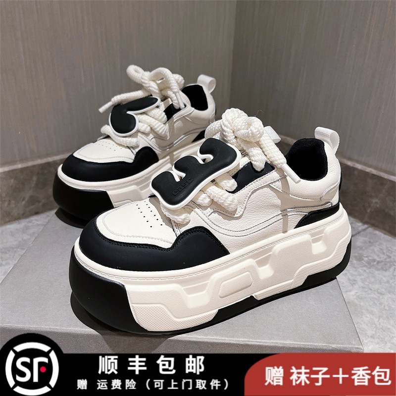 大东姚冬季厚底松糕高跟小个子休闲鞋丑萌面包鞋小白鞋熊猫鞋字母