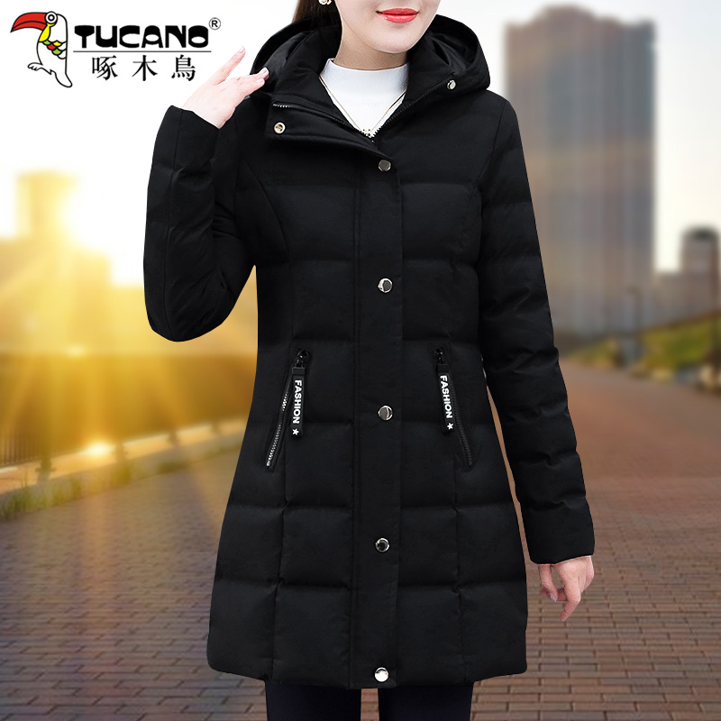 啄木鸟棉服女冬季2024年新款加厚洋气百搭中长款棉衣棉袄外套时尚