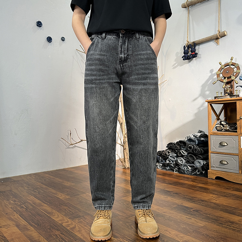 高端无弹牛仔裤男款2025冬季厚款宽松直筒男士潮流百搭休闲裤子