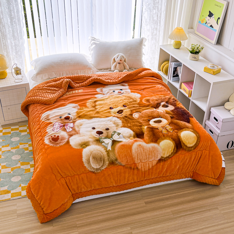  2024新款云貂绒婴儿绒豆豆被冬被加厚学生宿舍双层奶绒双面单人