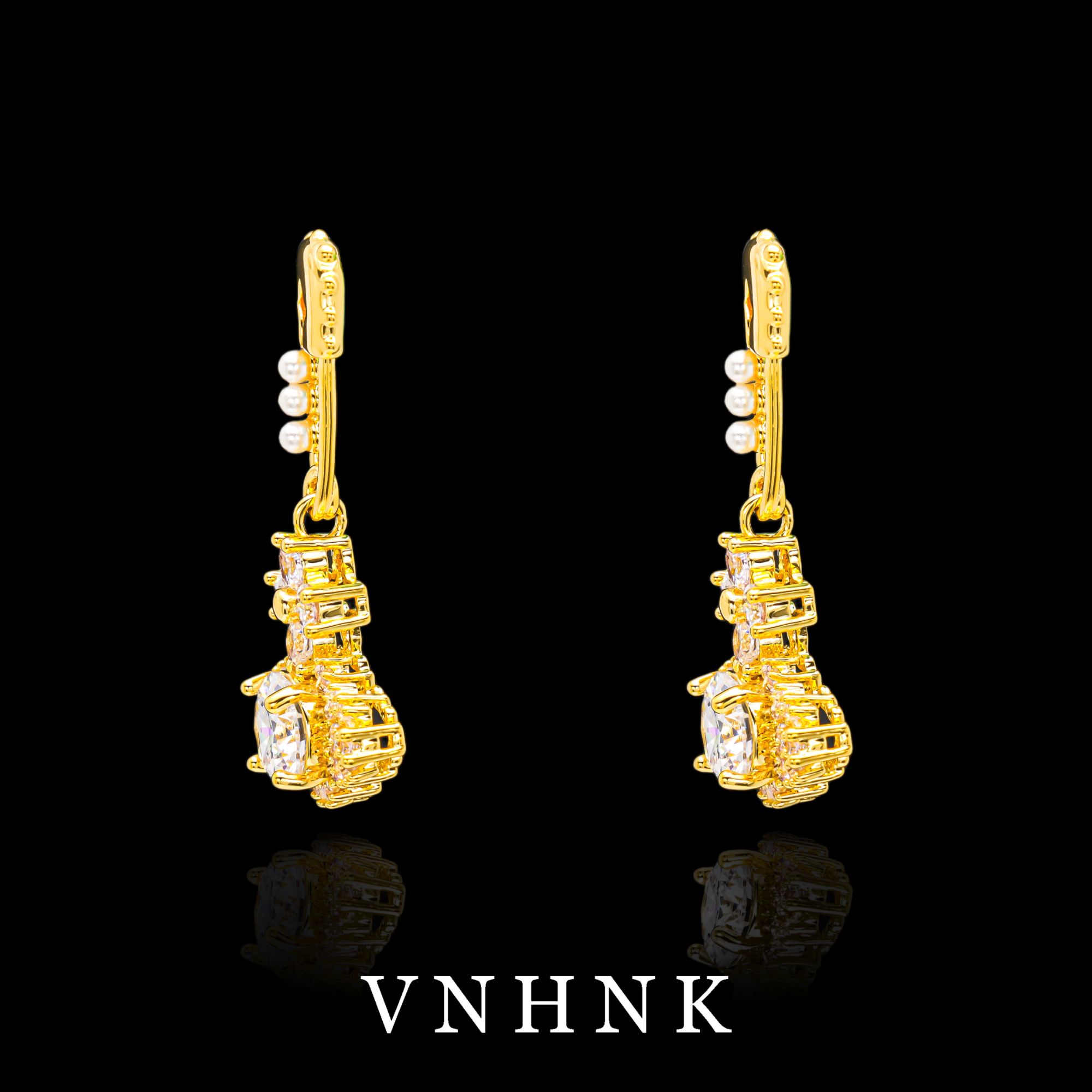 铜合金合成锆石耳饰 美可儿   R385   金色小众百搭耳环