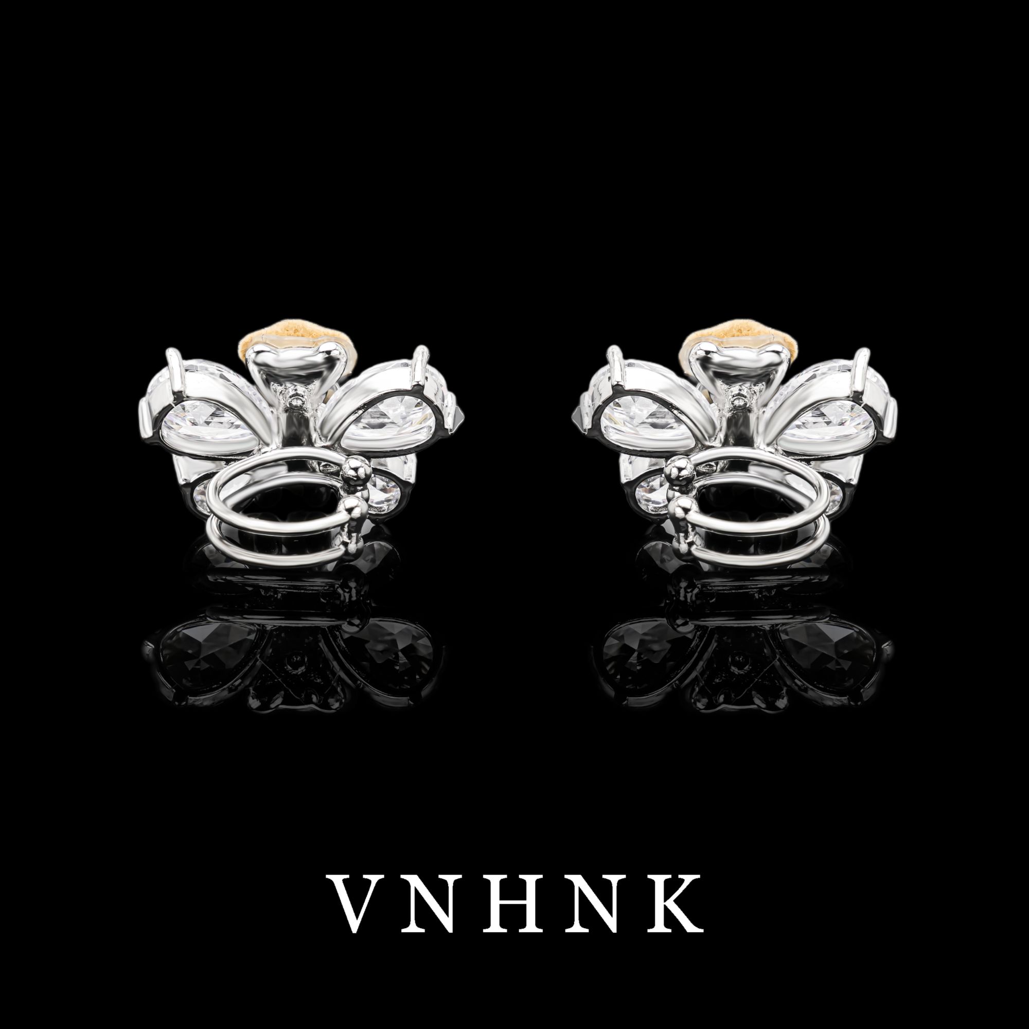 铜合金合成锆石耳饰 美可儿    Q306   银色精致小众一对耳夹