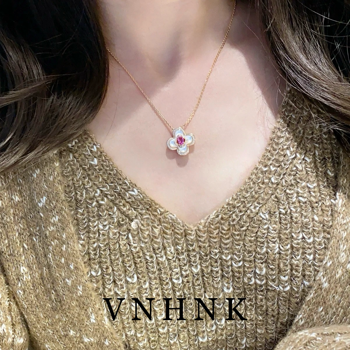 铜合金项链 美可儿   D156   玫瑰色(45cm)气质小众时尚项链