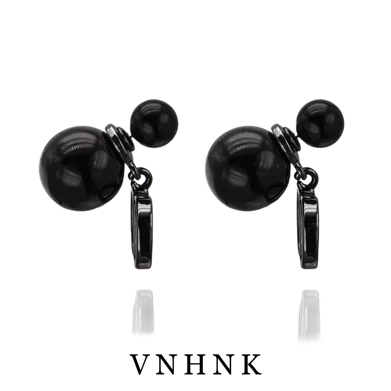 铜合金仿珍珠耳饰 美可儿  C541   黑色(14mm8mm)时尚百搭耳环