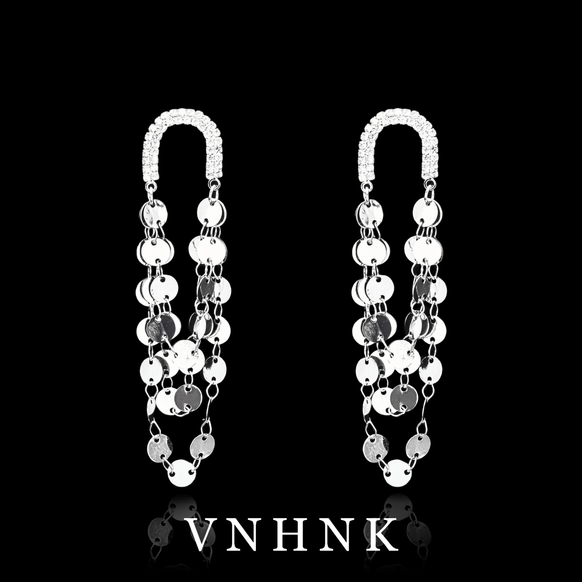 铜合金合成锆石耳饰 美可儿    E21   银色气质小众百搭耳环