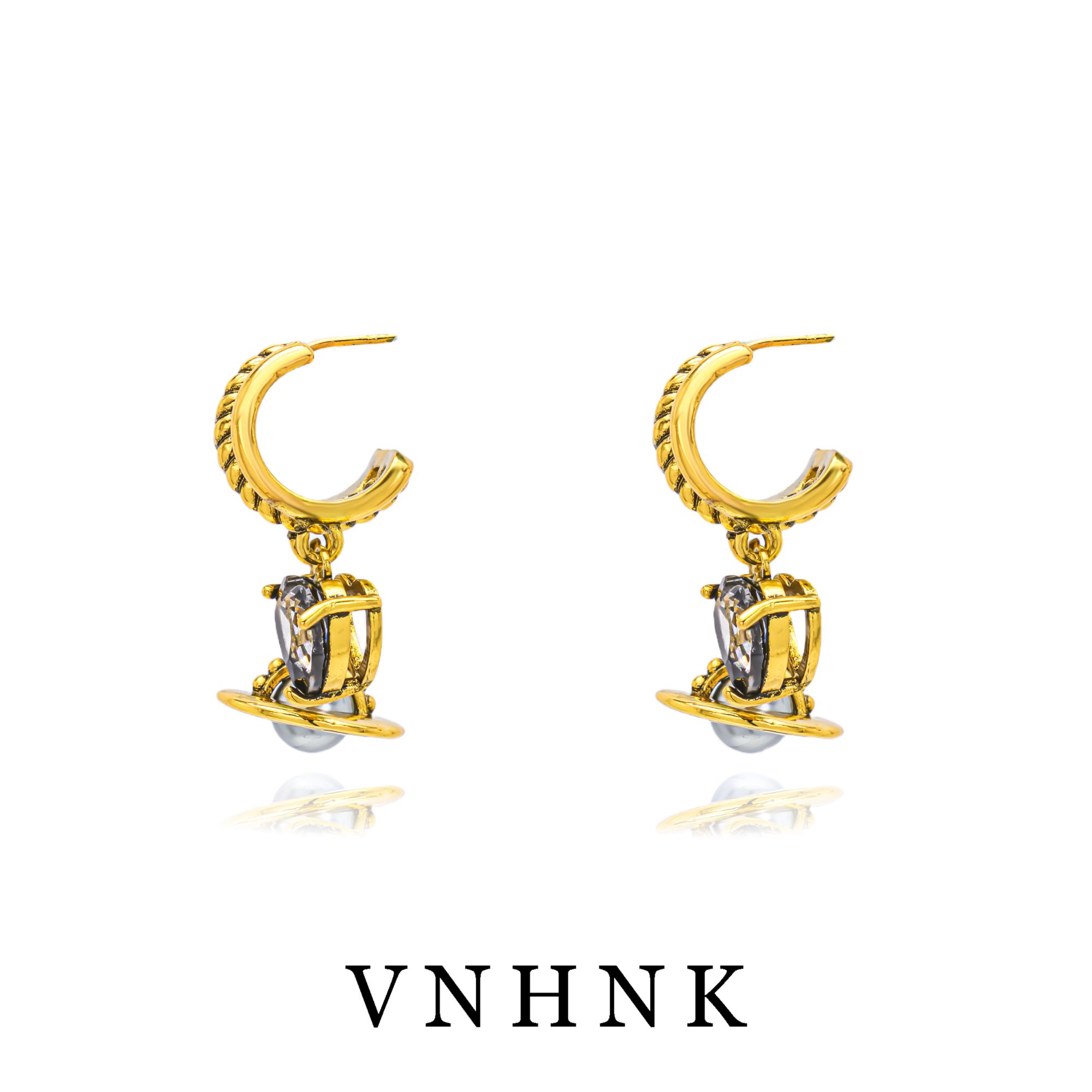 铜合金合成锆石耳饰 美可儿   A513   古铜色时尚小众百搭耳环