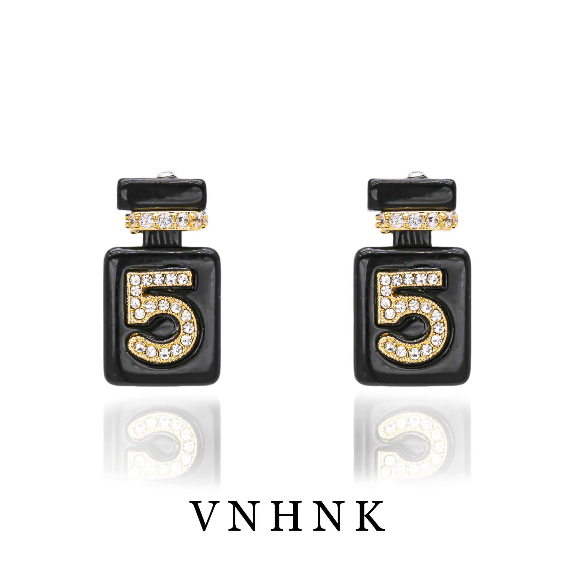 铜合金合成锆石耳饰 美可儿   B136   黑色气质时尚小众耳环