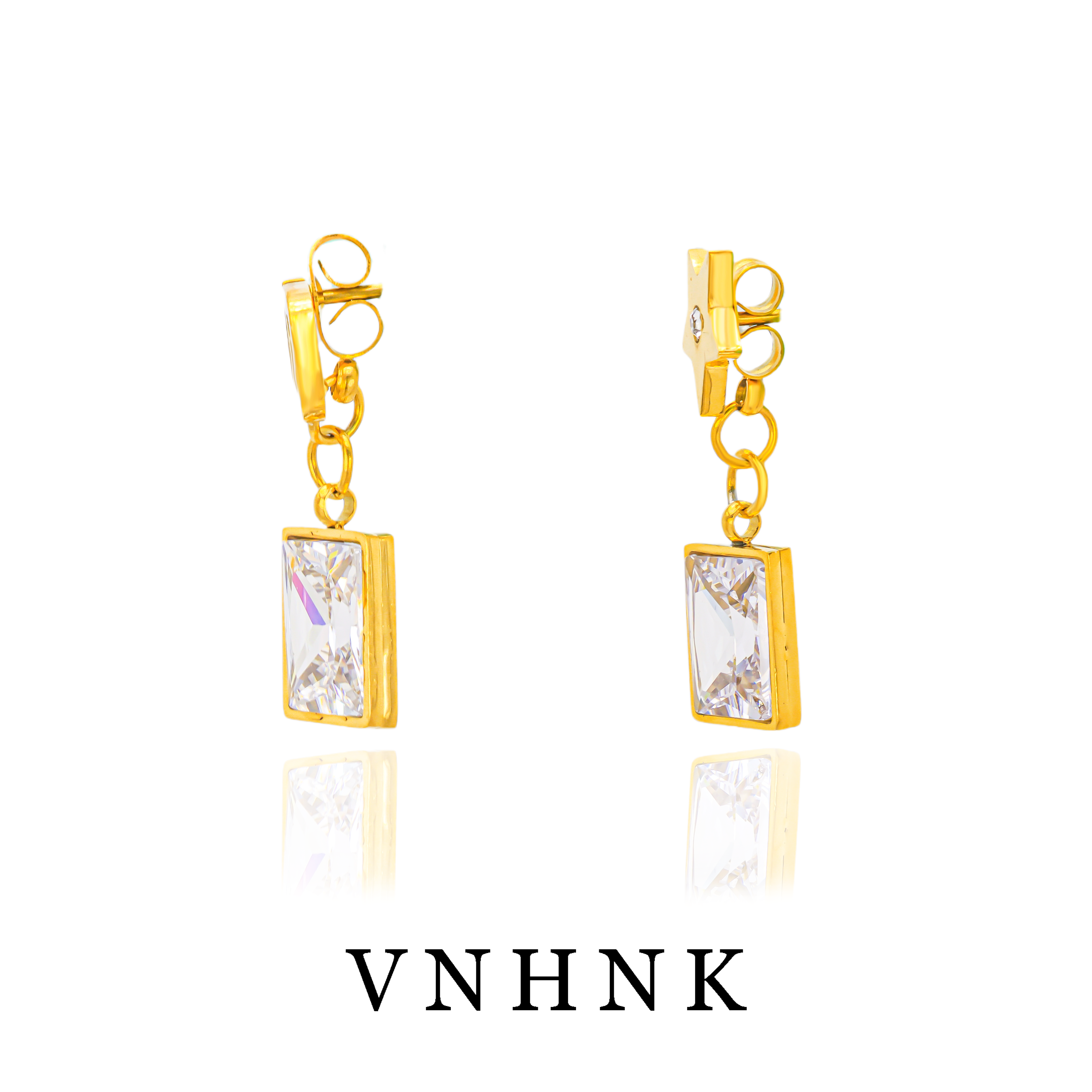 钛钢合成锆石耳饰 美可儿    M614    金色时尚耳环