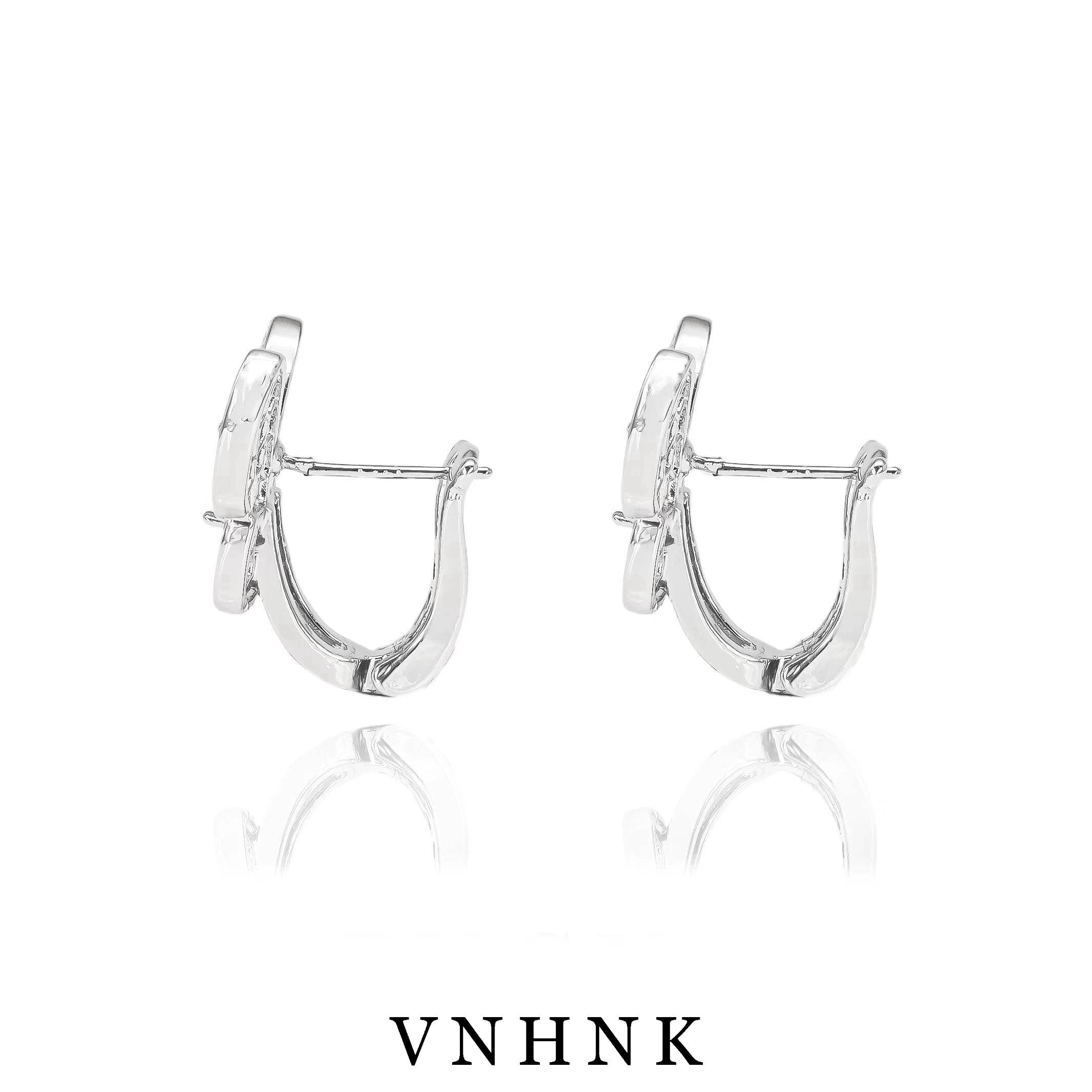 铜合金合成锆石耳饰 美可儿   B143   银色小众百搭耳环