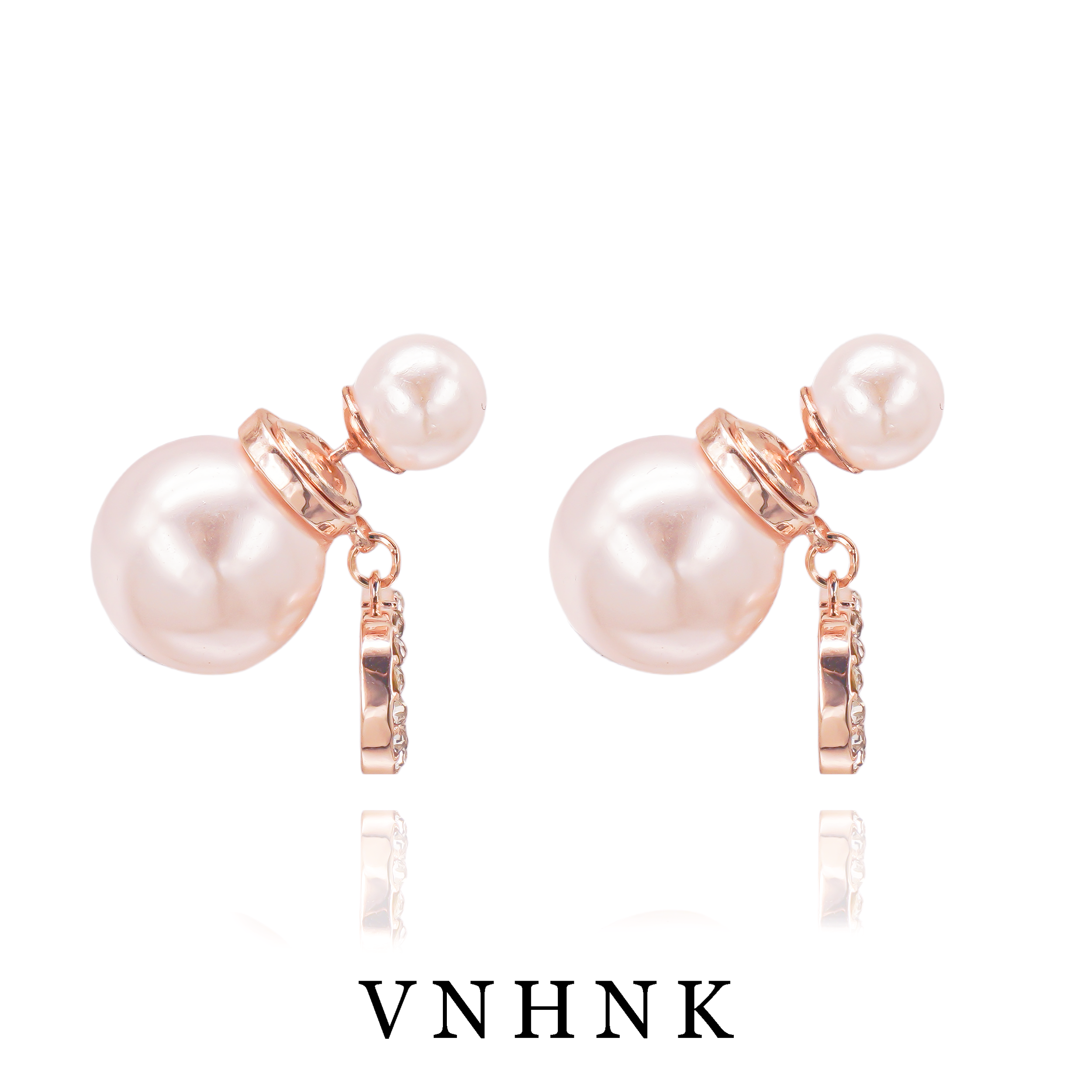 铜合金仿珍珠耳饰 美可儿   B550   玫瑰色(14mm8mm)时尚气质耳环