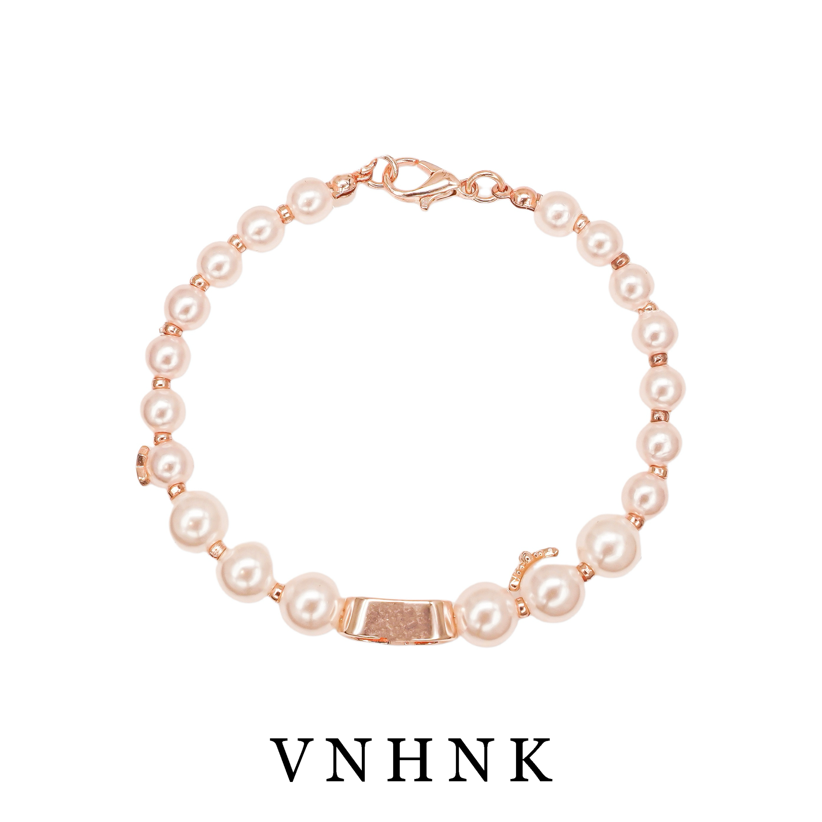 铜合金仿珍珠手链 美可儿  B549 玫瑰色(24cm6mm8mm)简约时尚手链