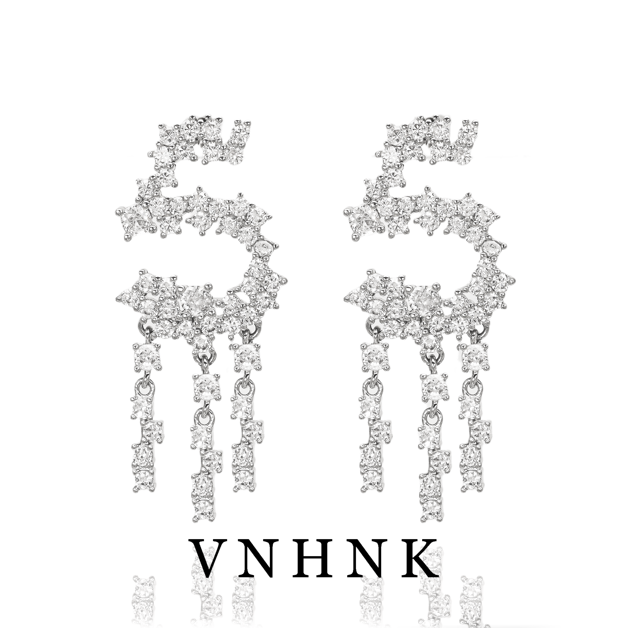 铜合金合成锆石耳饰 美可儿  G680    银色小众百搭耳环