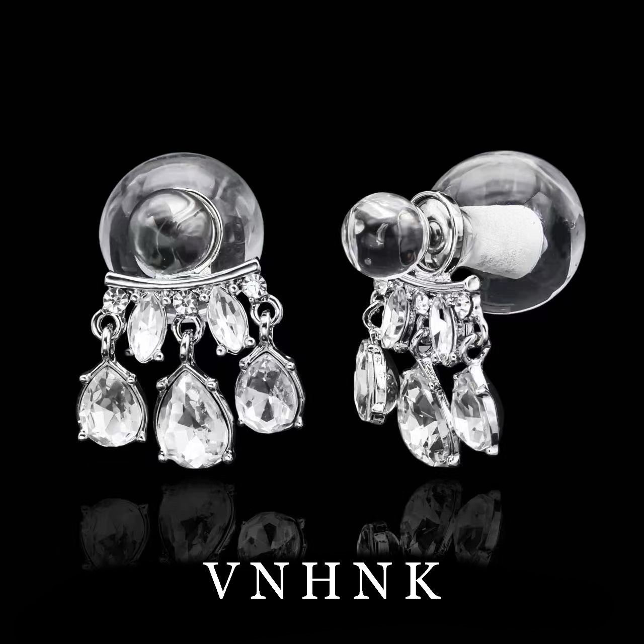 铜合金仿水晶耳饰 美可儿  F403   银色（16mm8mm) 时尚气质耳环