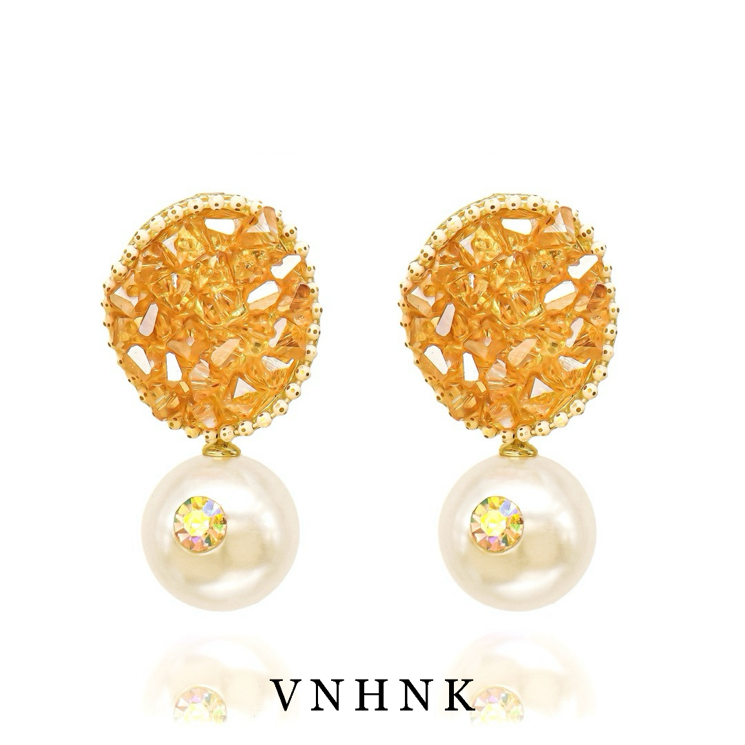 铜合金仿珍珠耳饰 美可儿   D658  白色(16mm)时尚小众百搭耳环