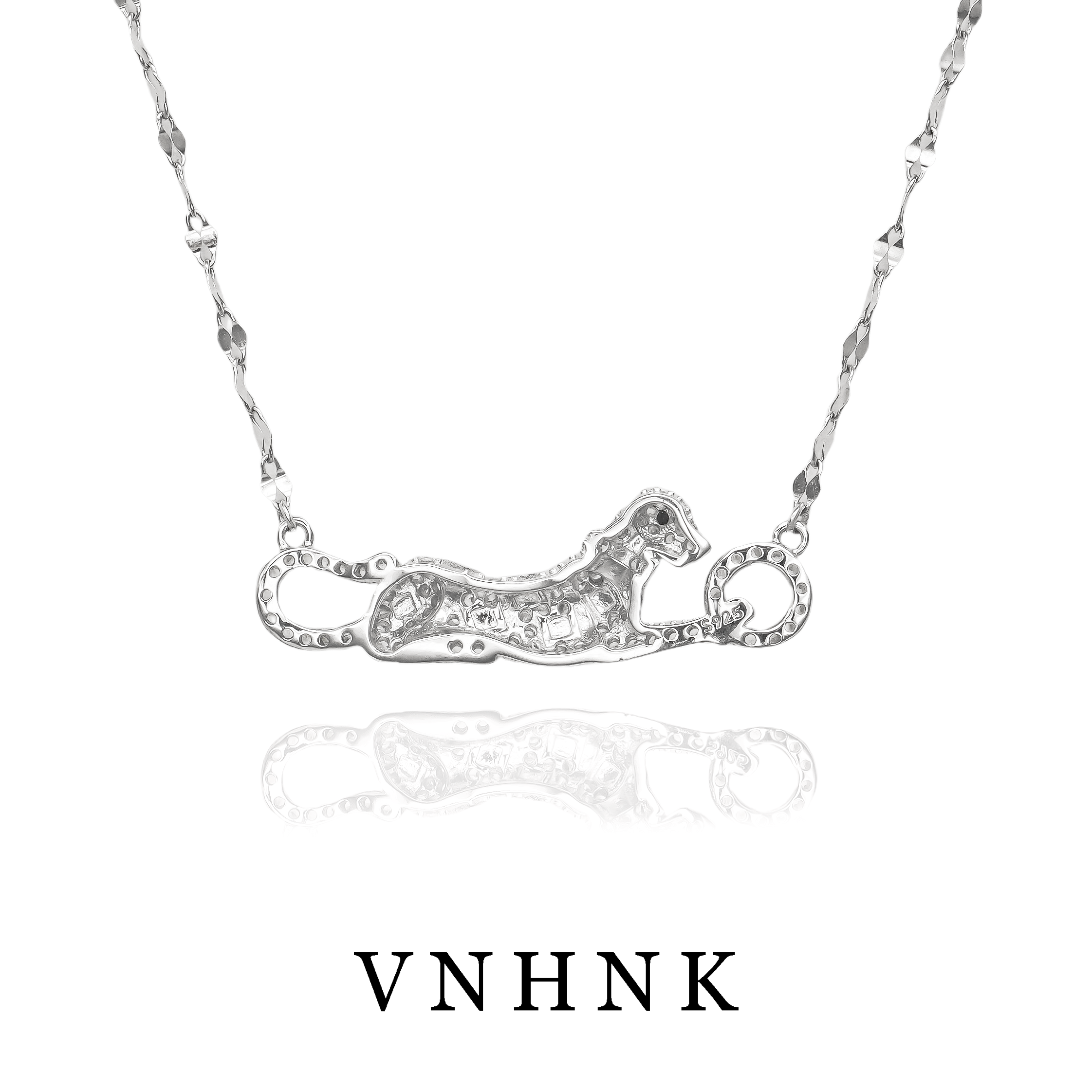 坠链均925银合成锆石 美可儿   D611   银色（47cm）时尚气质项链