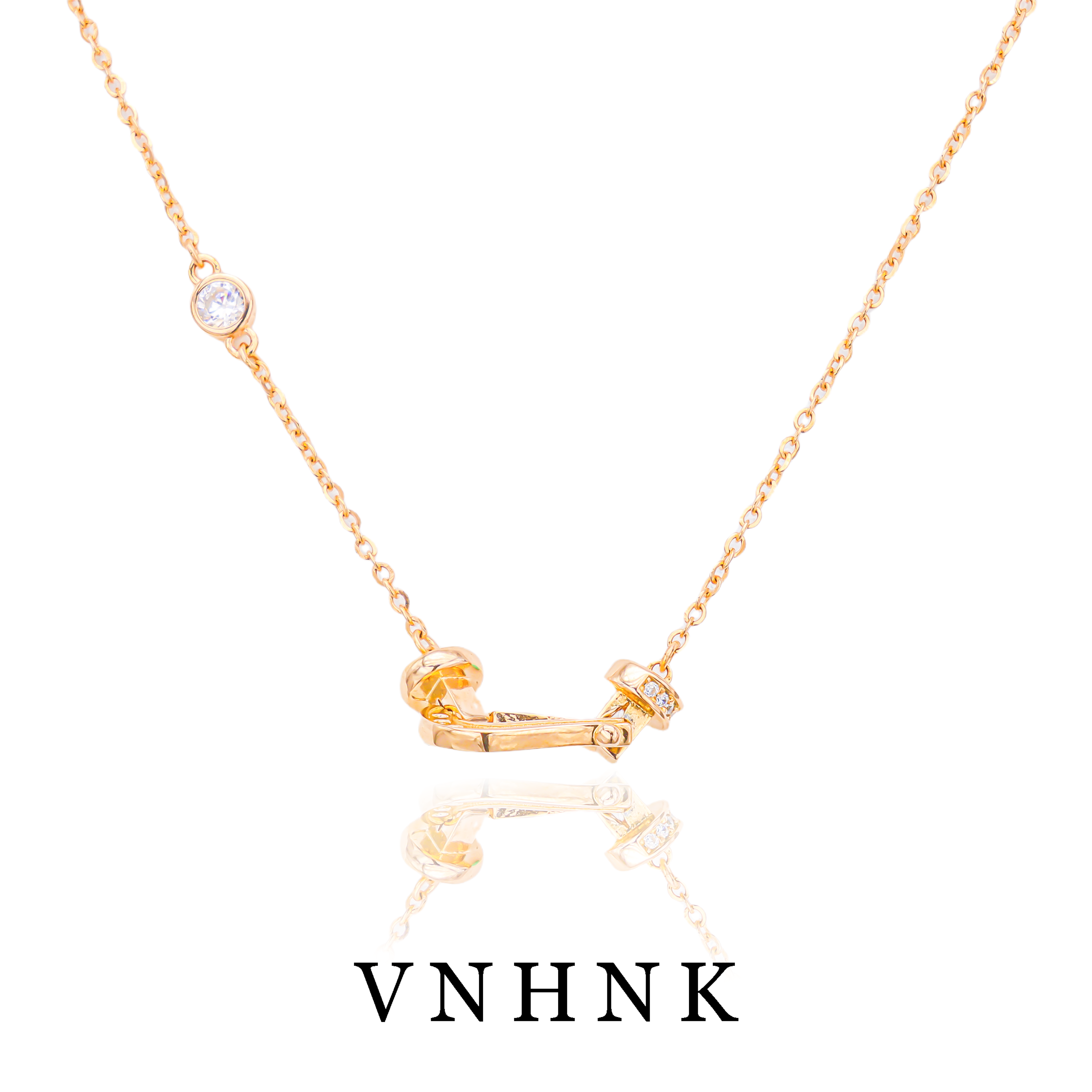 坠链均925银合成锆石 美可儿  M120   （45cm）玫瑰色时尚气质项链