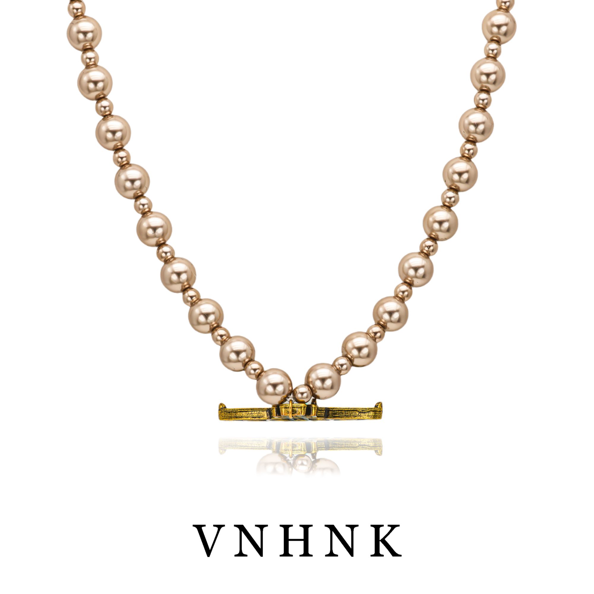 钛钢仿珍珠项链 美可儿    E238   摩卡金棕色(56cm8mm)项链