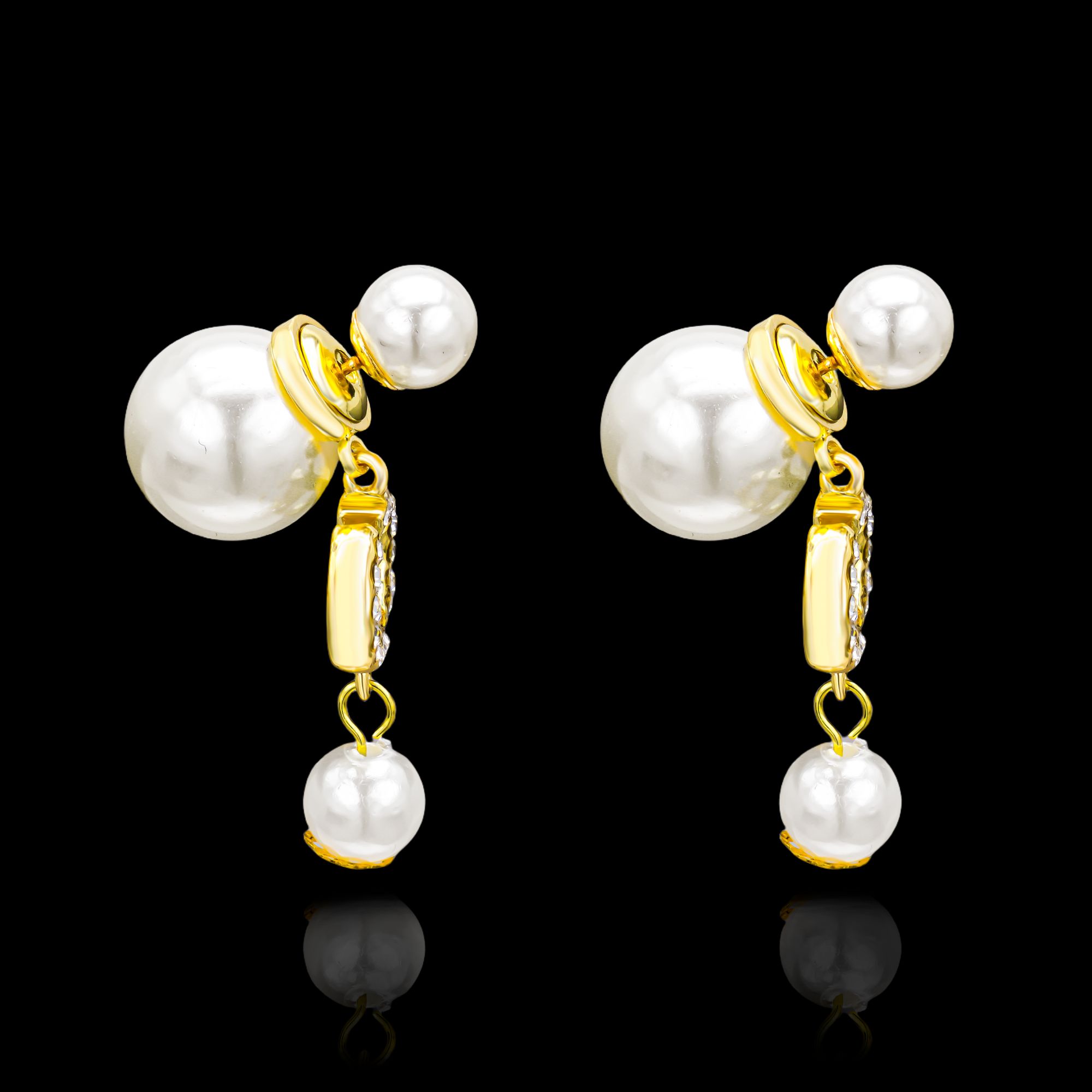 铜合金仿珍珠耳饰 美可儿 A336    白色（8mm14mm) 小众耳环