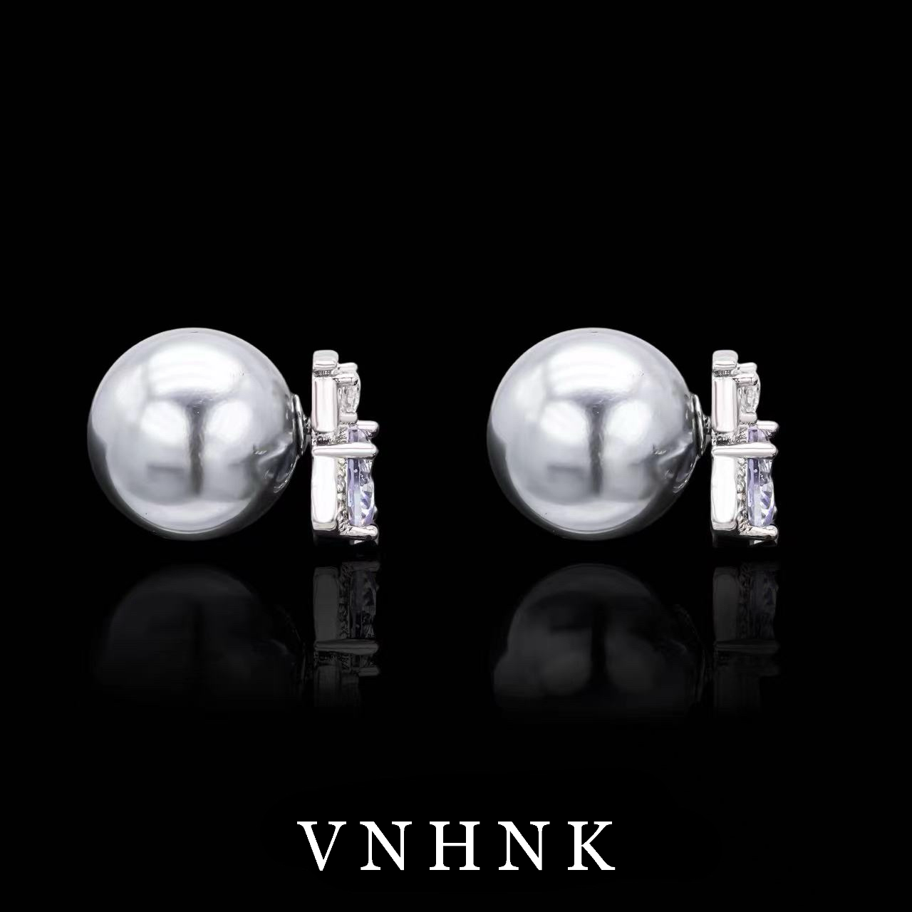 铜合金合成锆石耳饰 美可儿  E323   银色小众百搭耳环