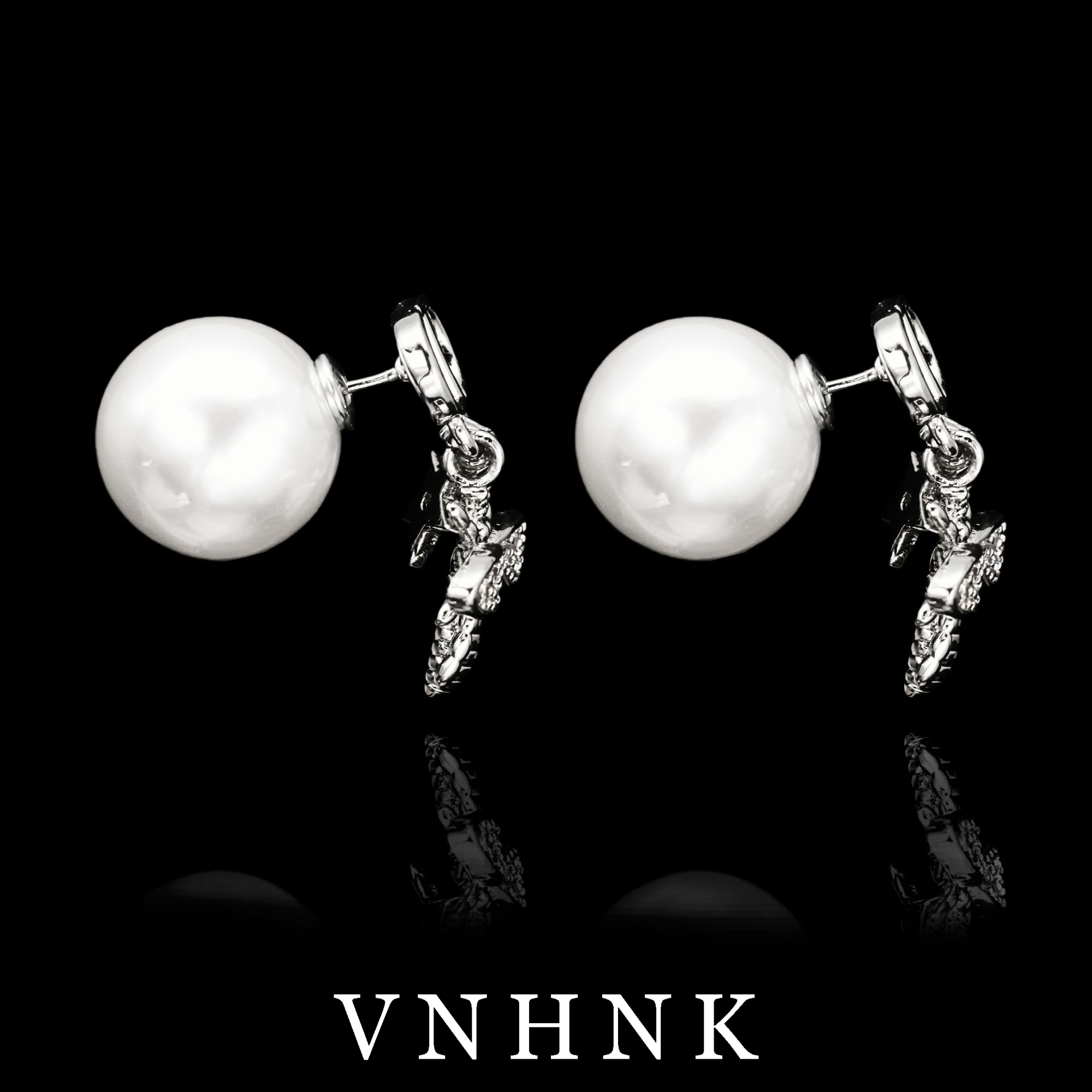 铜合金仿珍珠耳饰 美可儿    A503    白色（14mm) 小众百搭耳环