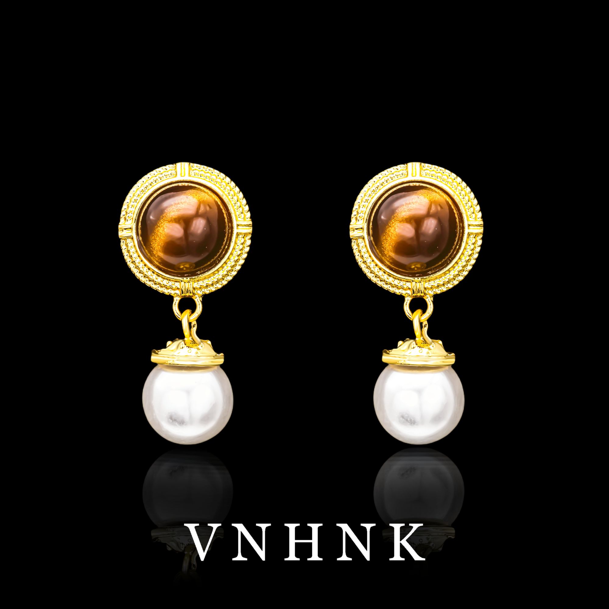 铜合金仿珍珠耳饰 美可儿    Q331   金色（12mm) 百搭耳环