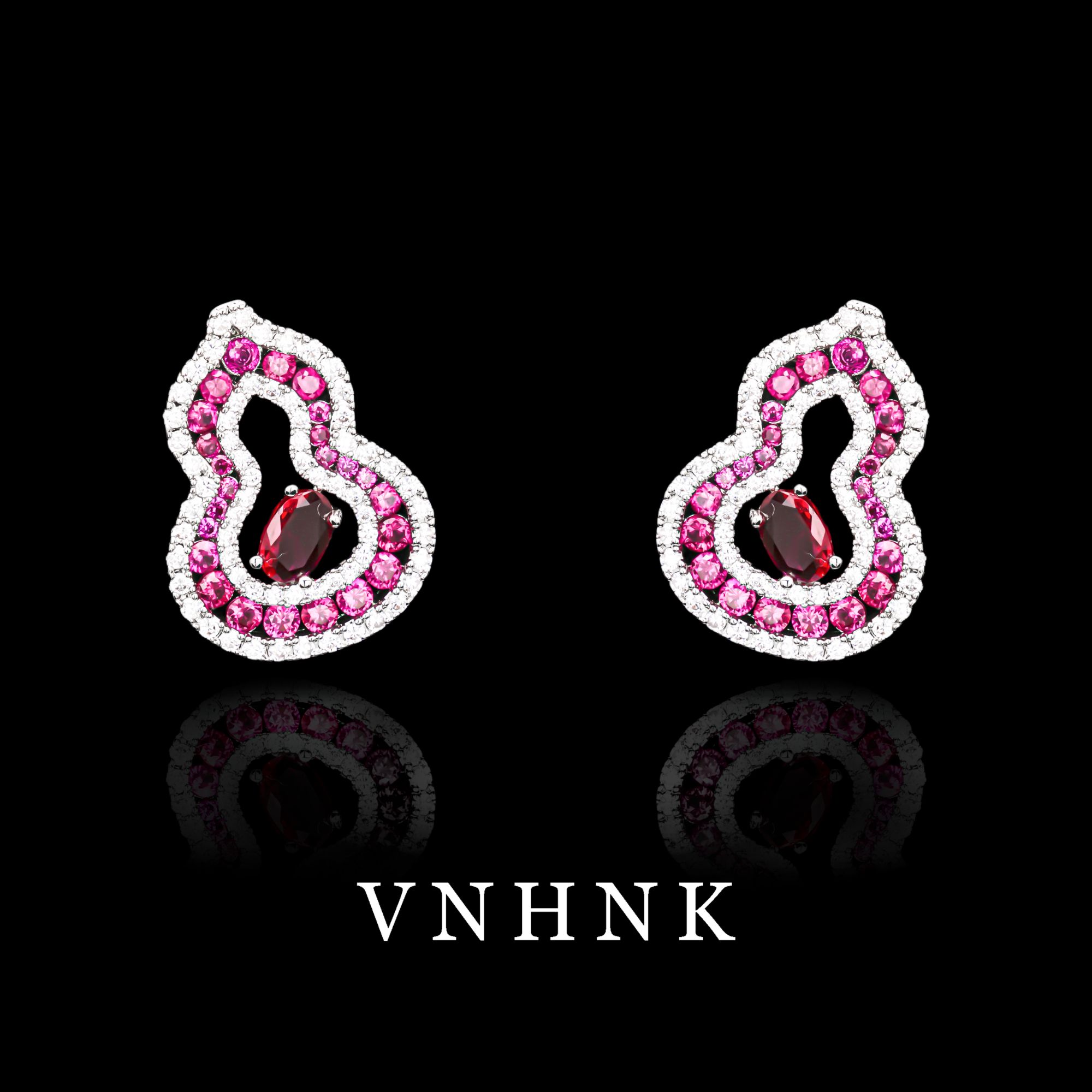 铜合金合成锆石耳饰 美可儿   D436   玫红色时尚气质耳环