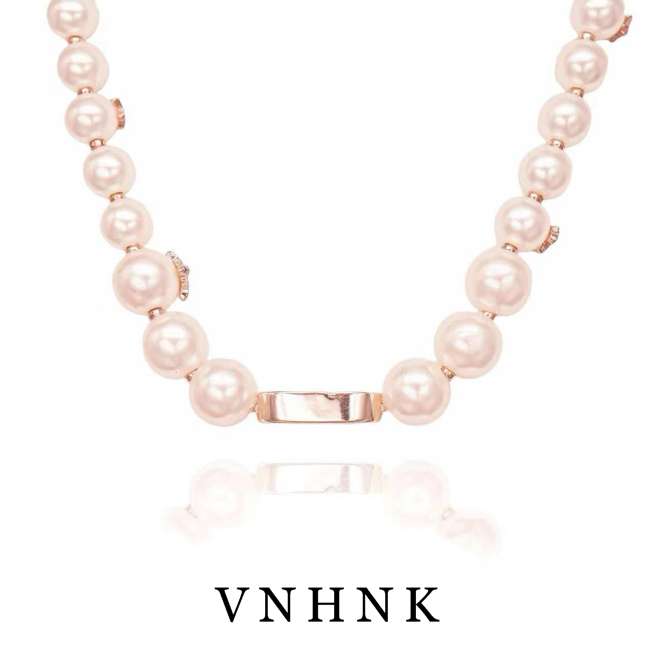 铜合金仿珍珠项链 美可儿  B547 玫瑰色(39cm6mm8mm10mm)时尚项链