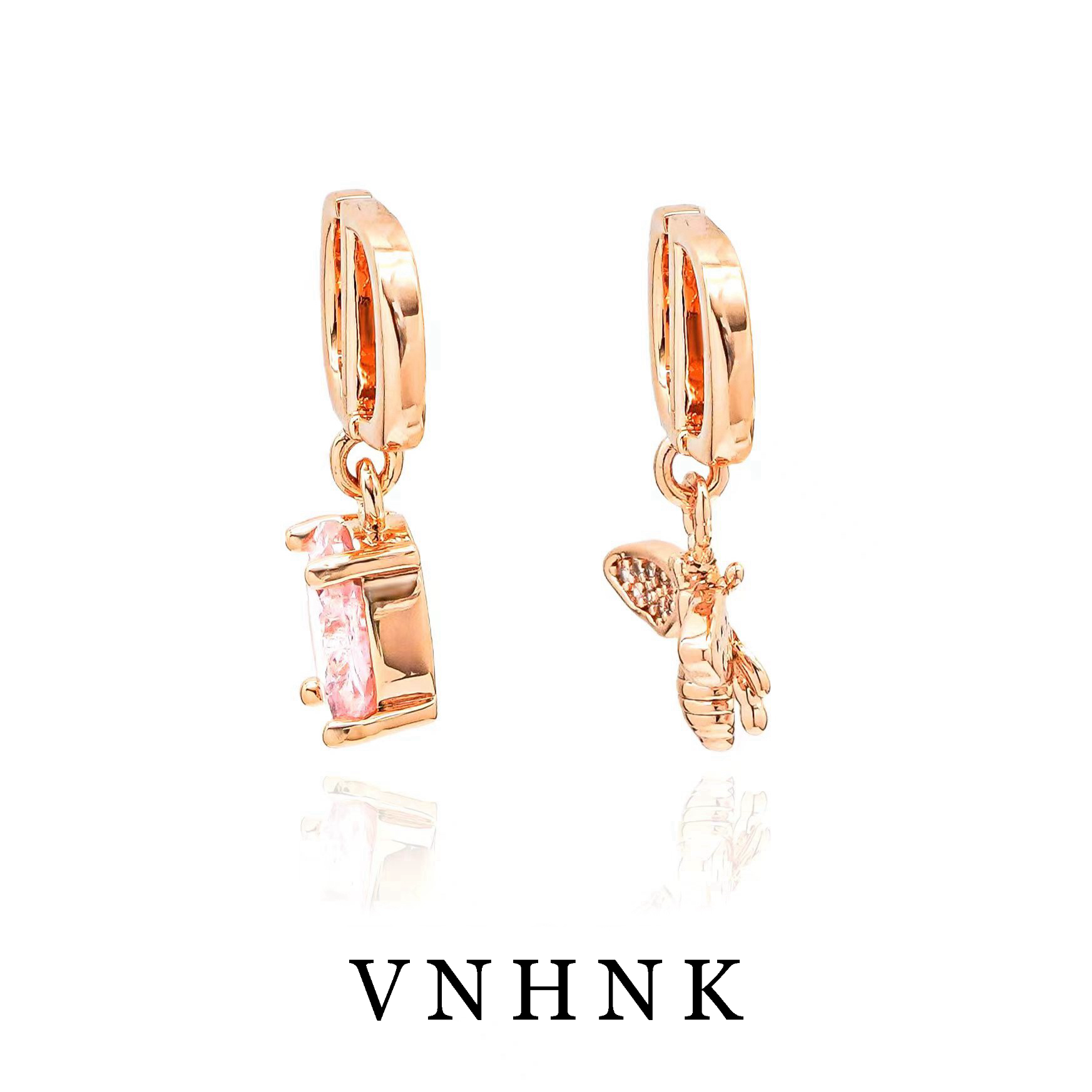 铜合金合成锆石耳饰 美可儿   Q326   玫瑰色时尚气质耳环