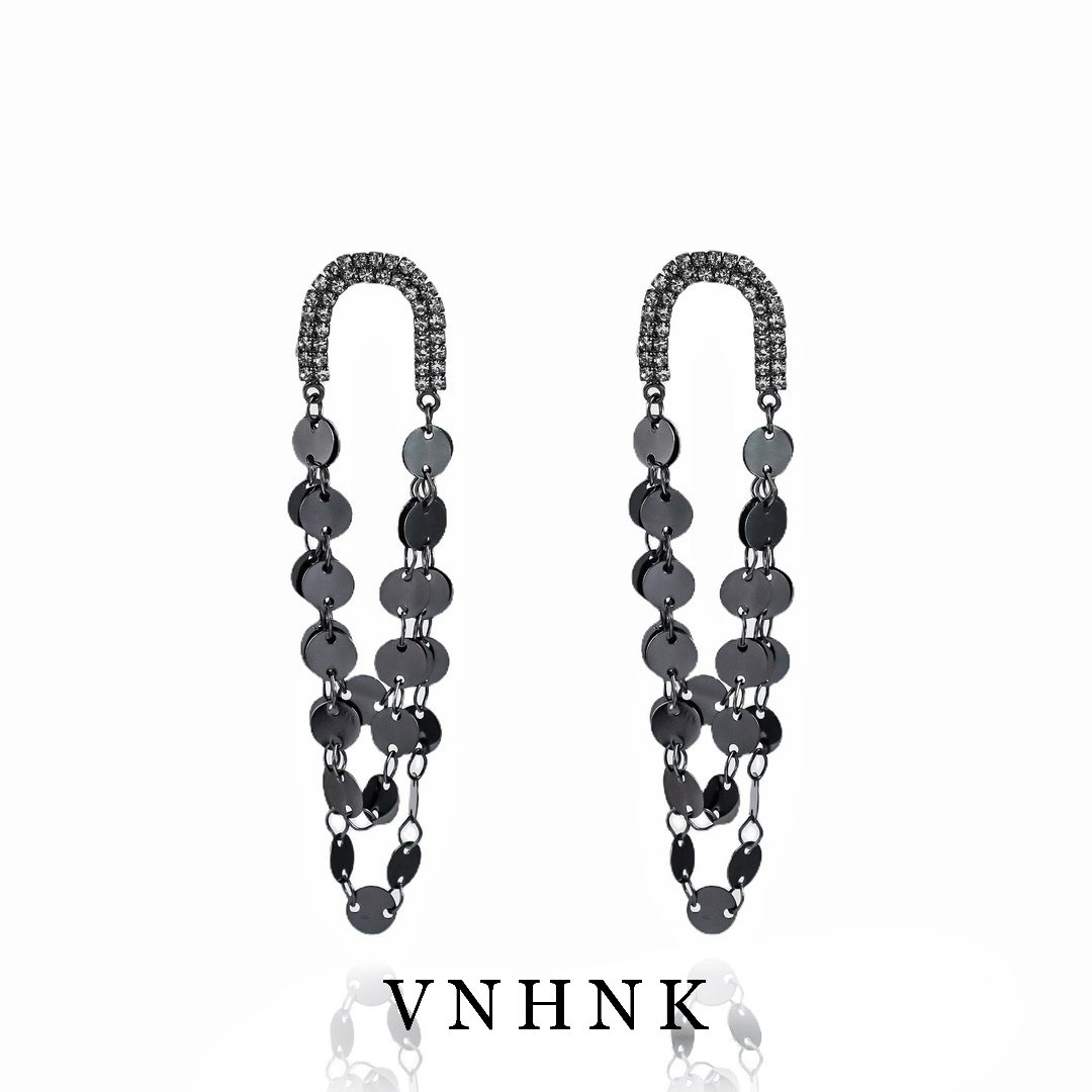 铜合金合成锆石耳饰 美可儿   B162   黑色气质小众个性耳环