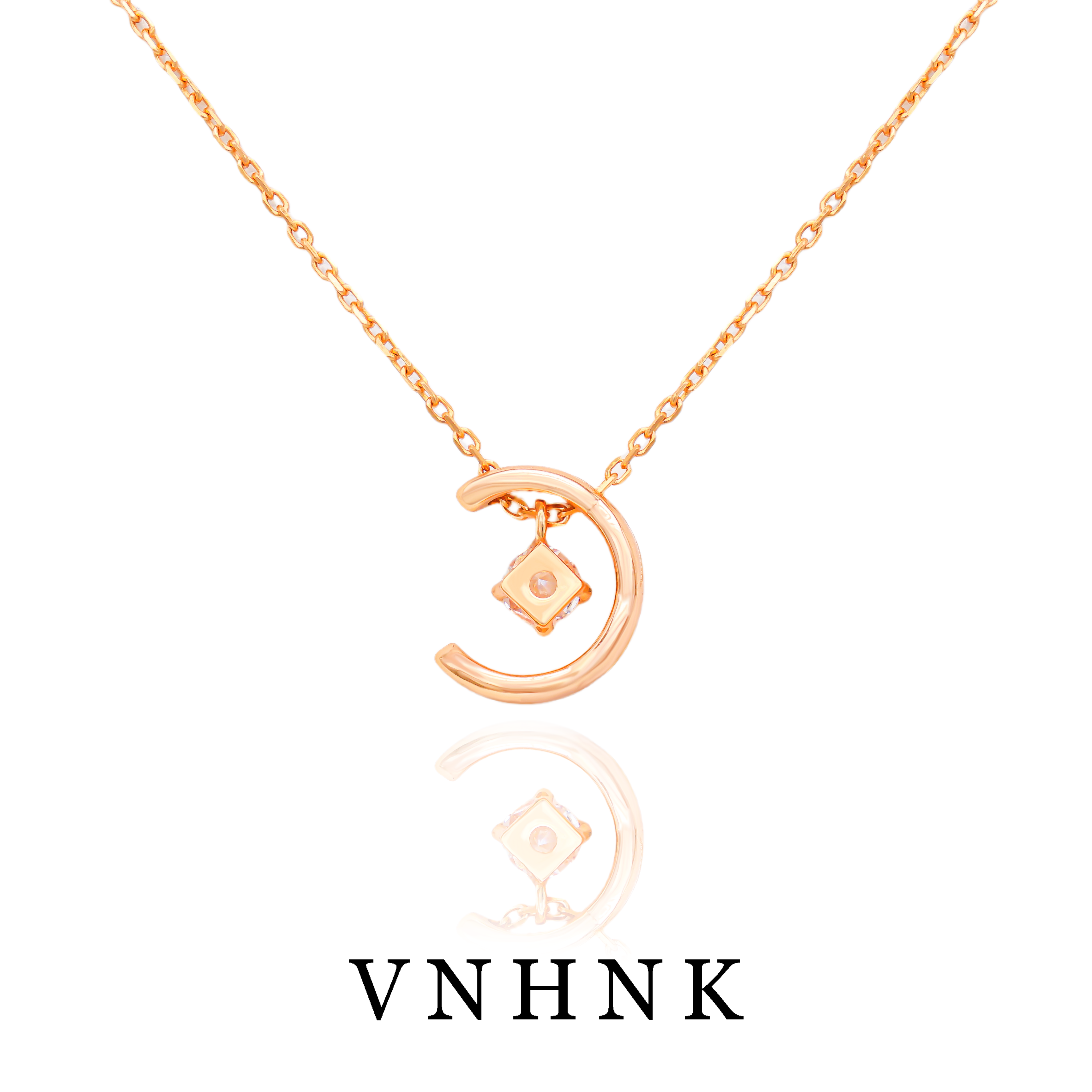 坠链均925银合成锆石 美可儿  B546   玫瑰色（45cm) 时尚气质项链