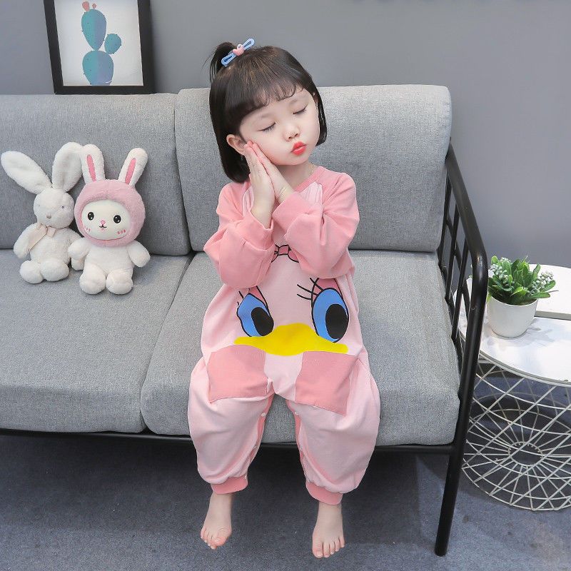 女童新款秋冬连体衣中小童长袖空调服防踢睡袋居服德绒宝宝睡衣