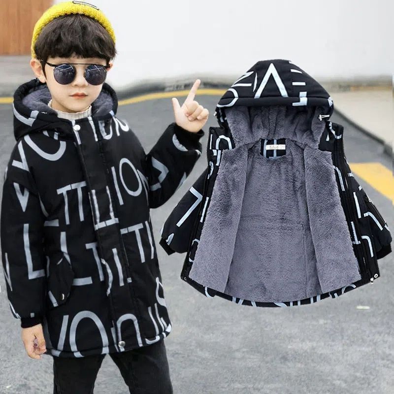 男童外套秋冬款加绒加厚中小童棉袄儿童2023新款棉服洋气派克服潮