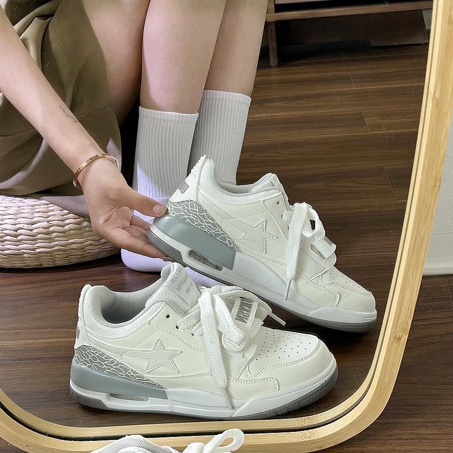 港风小众气垫板鞋女ins潮2023新款学院风厚底运动小白鞋子