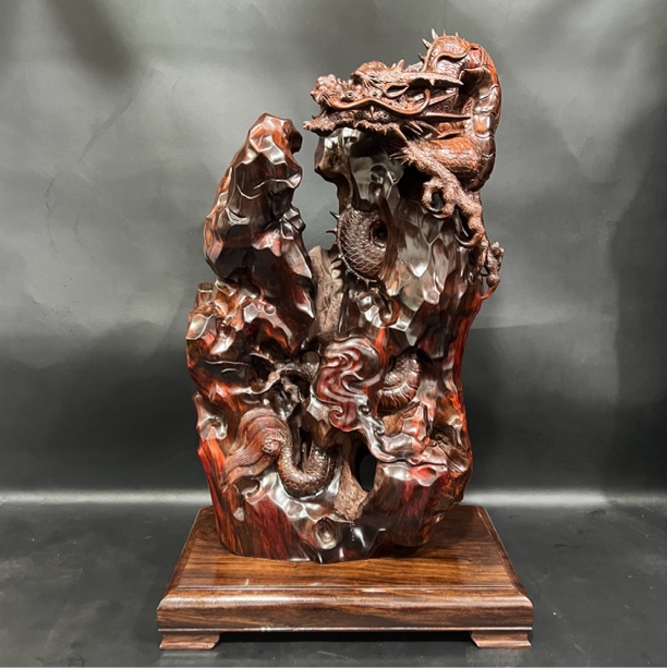 老挝酸枝祥龙摆件／红木摆件／工艺雕刻摆件